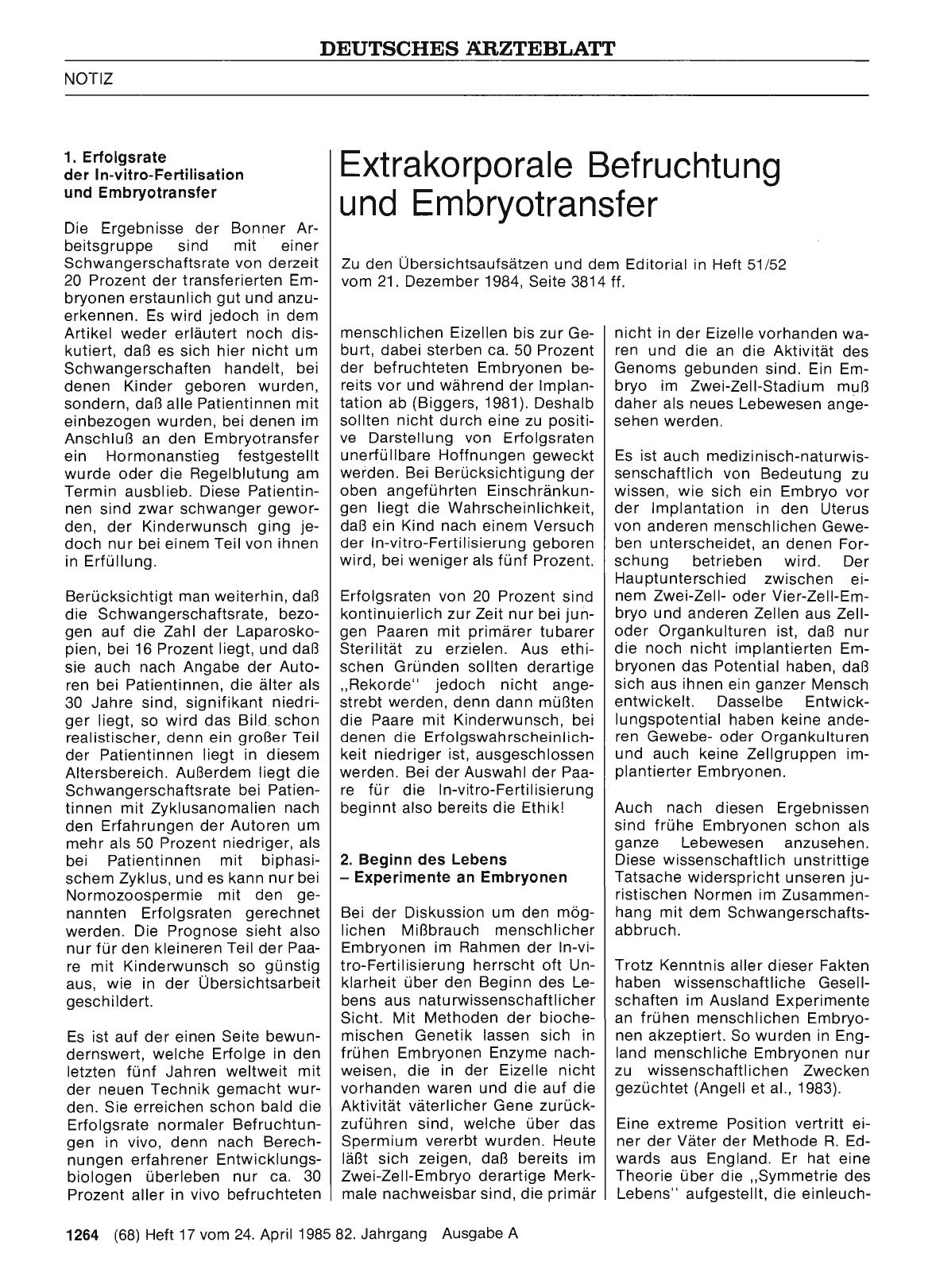 Vorschauseite 1: Extrakorporale Befruchtung und Embryotransfer