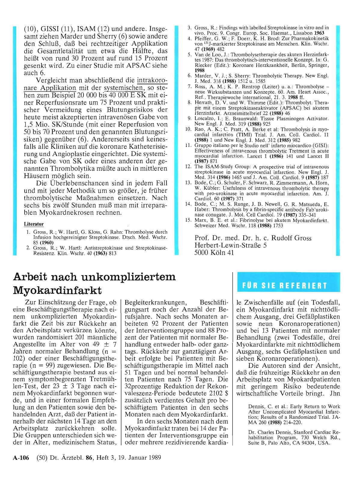 Vorschauseite 1: Arbeit nach unkompliziertem Myokardinfarkt