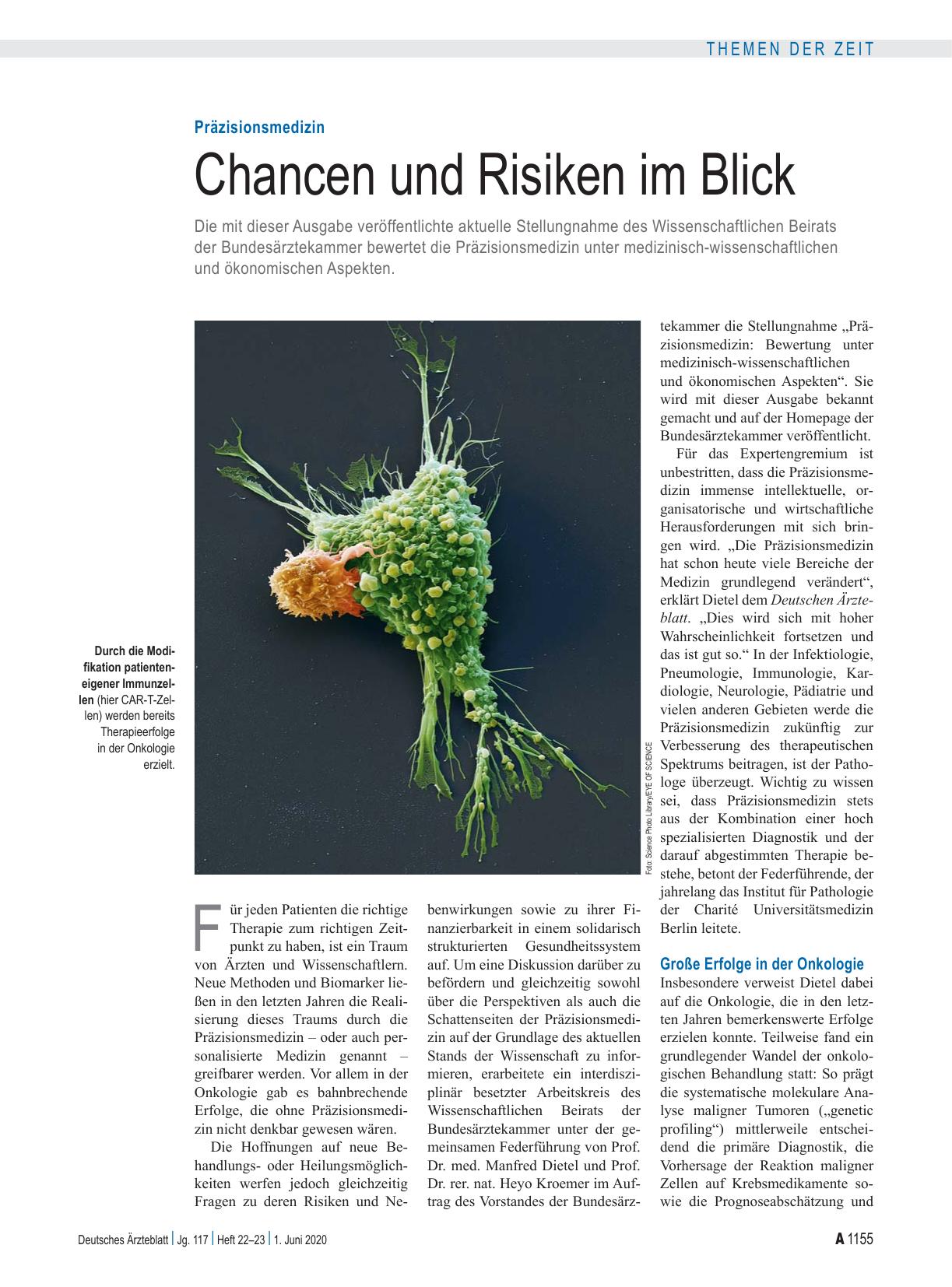 Vorschauseite 1: Präzisionsmedizin: Chancen und Risiken im Blick