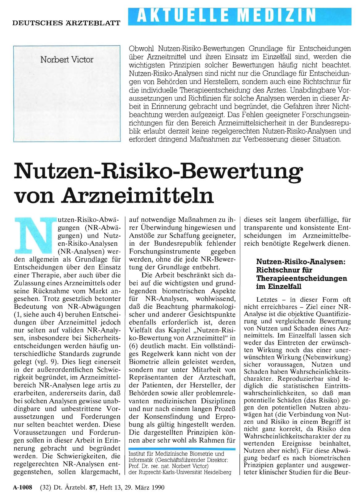 Vorschauseite 1: Nutzen-Risiko-Bewertung von Arzneimitteln
