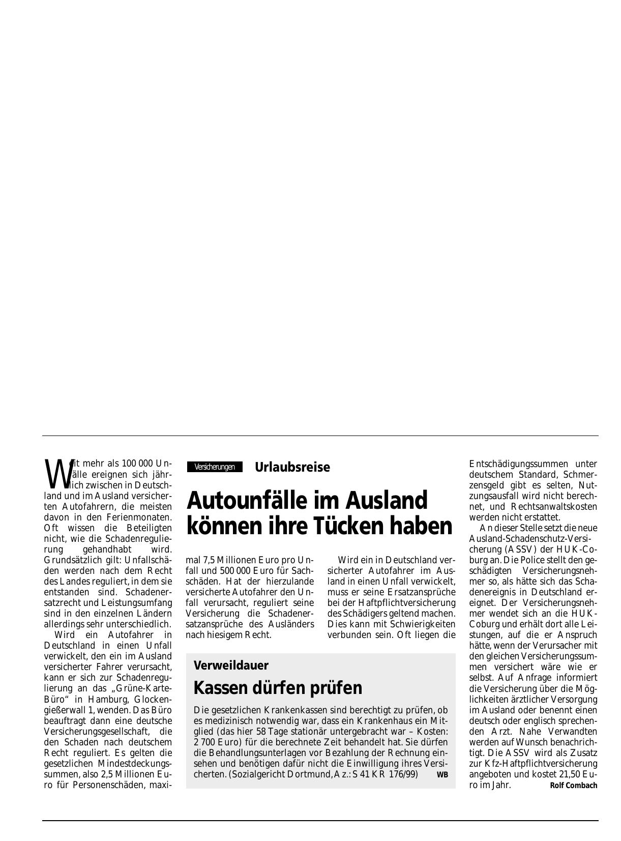 Vorschauseite 1: Verweildauer: Kassen dürfen prüfen