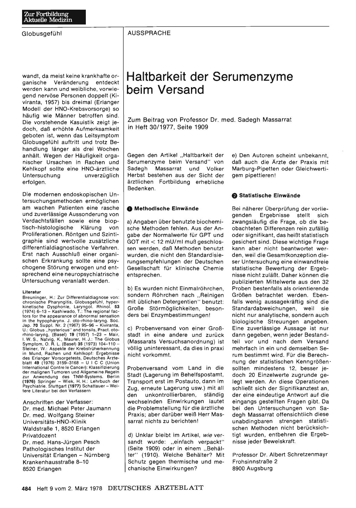 Vorschauseite 1: Haltbarkeit der Serumenzyme beim Versand