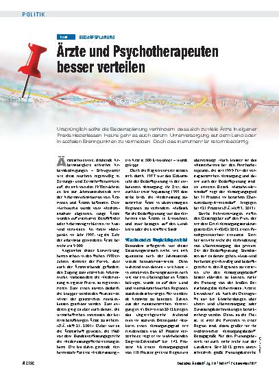Vorschauseite 1: Bedarfsplanung: Ärzte und Psychotherapeuten besser verteilen