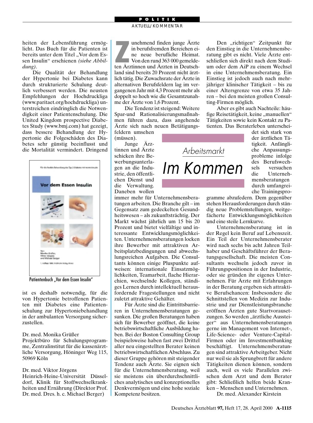 Vorschauseite 1: Arbeitsmarkt: Im Kommen