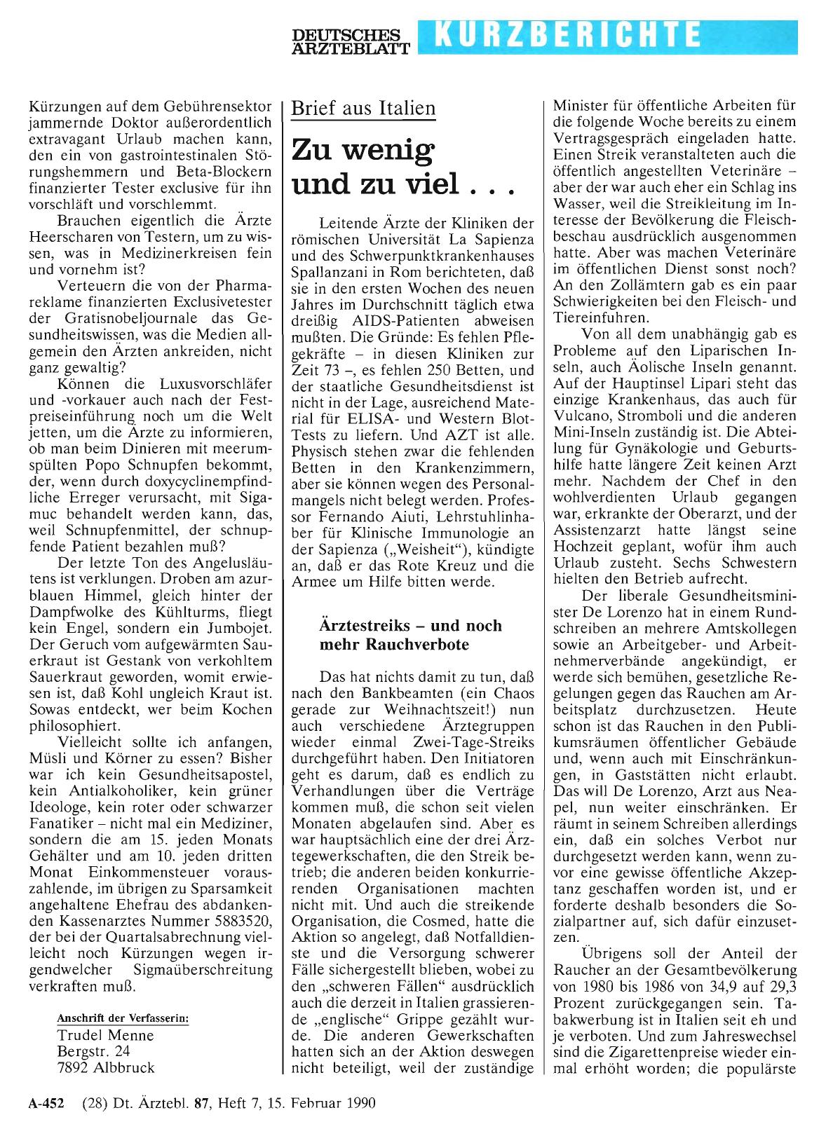 Vorschauseite 1: Brief aus Italien: Zu wenig und zu viel. ..