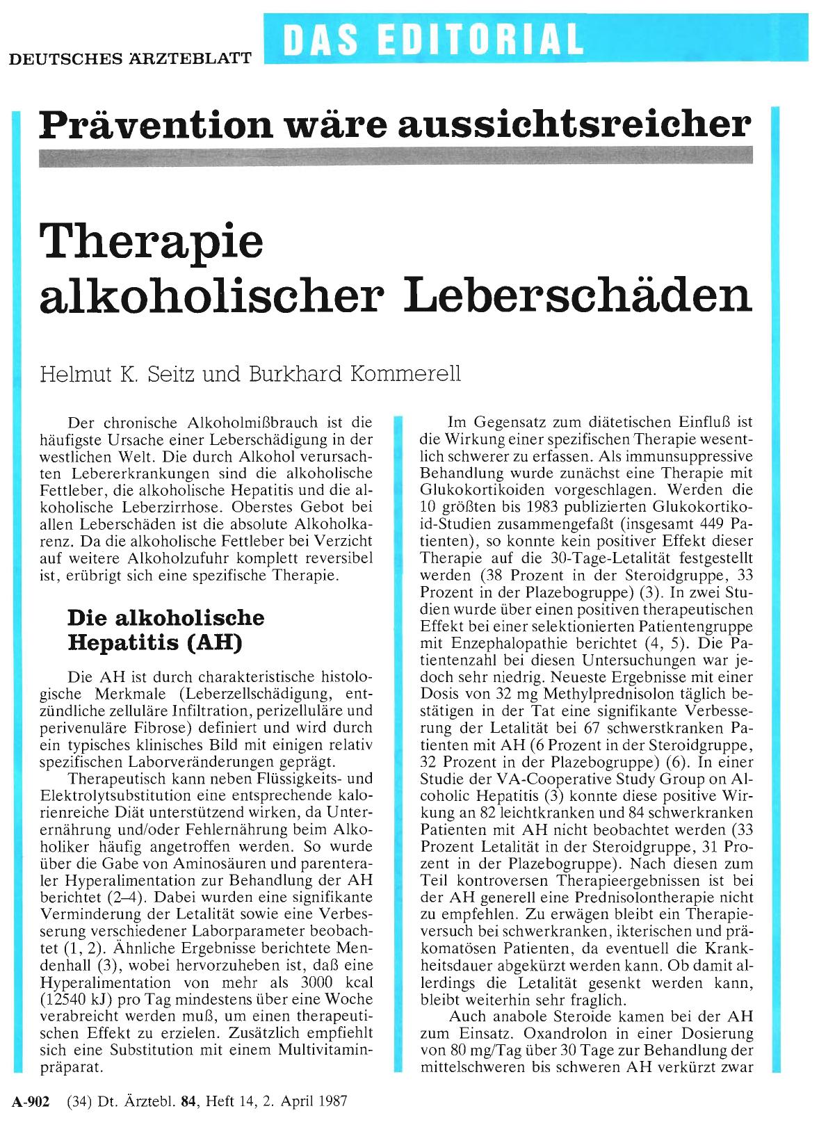 Vorschauseite 1: Therapie alkoholischer Leberschäden