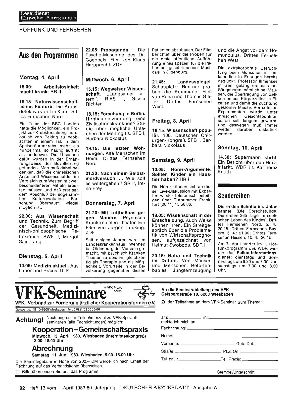 Vorschauseite 1: Aus den Programmen