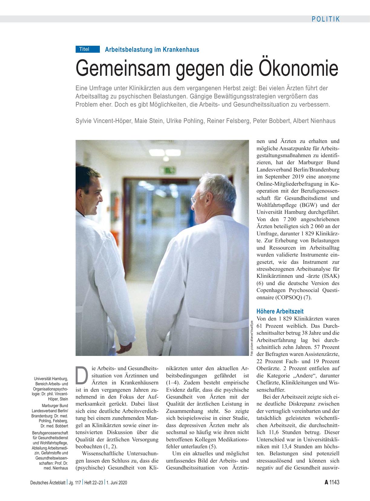 Vorschauseite 1: Arbeitsbelastung im Krankenhaus: Gemeinsam gegen die Ökonomie