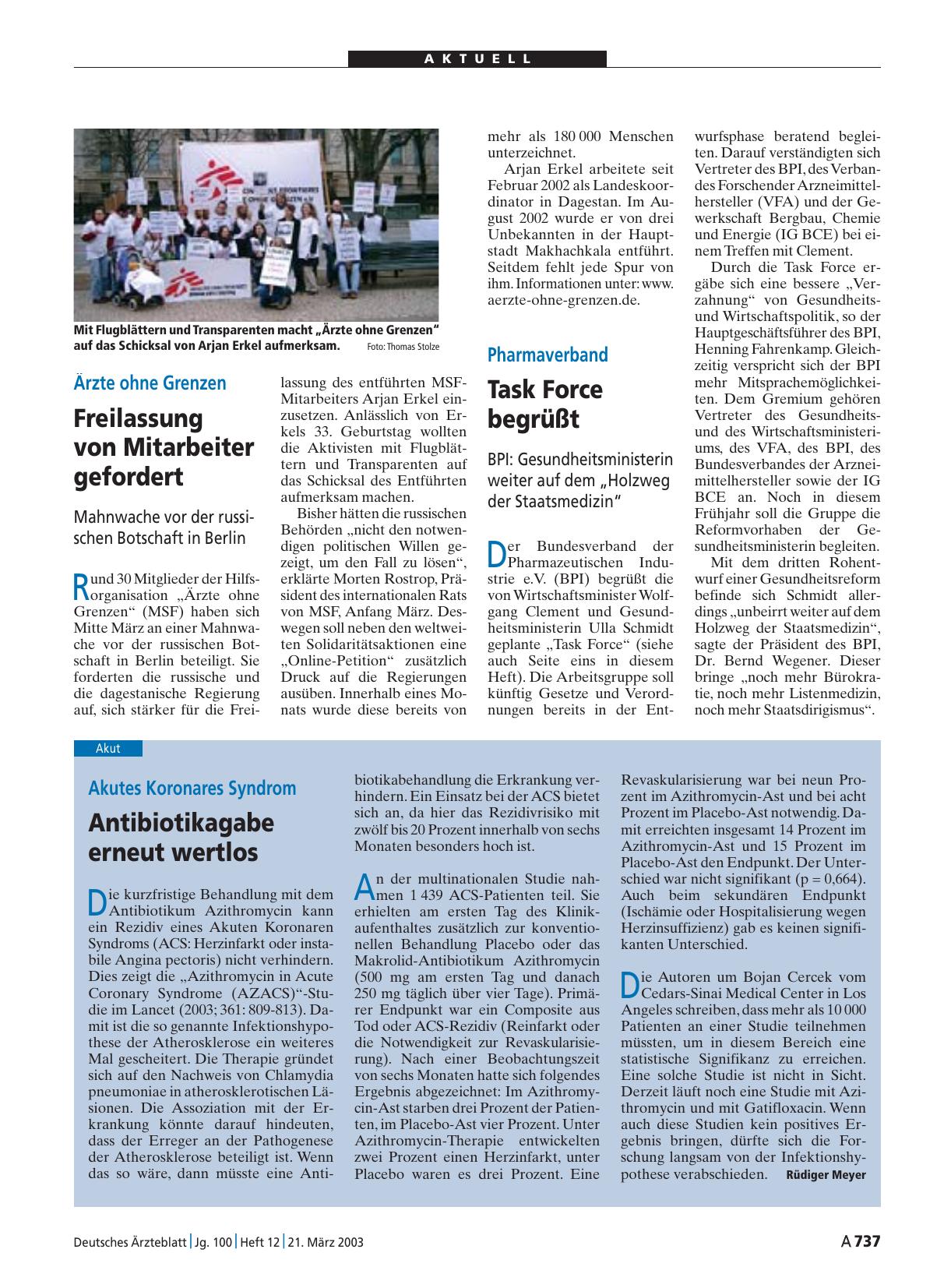 Vorschauseite 1: Pharmaverband: Task Force begrüßt