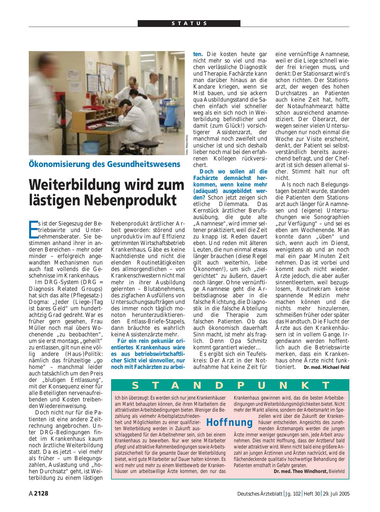 Vorschauseite 1: Ökonomisierung des Gesundheitswesens: Weiterbildung wird zum lästigen Nebenprodukt