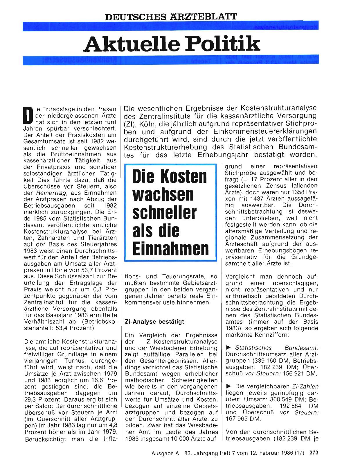 Vorschauseite 1: Die Kosten wachsen schneller als die Einnahmen