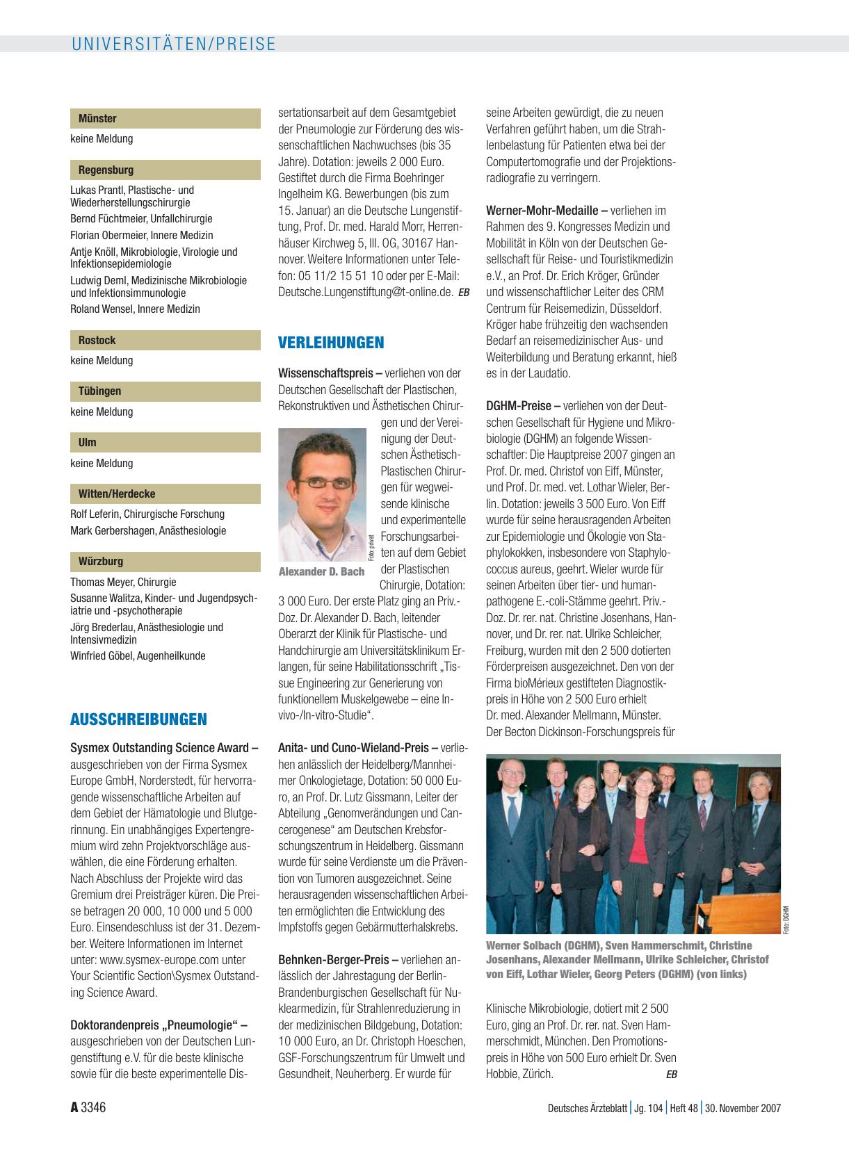 Vorschauseite 1: Verleihungen