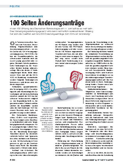Vorschauseite 1: GKV-Versorgungsstärkungsgesetz: 100 Seiten Änderungsanträge