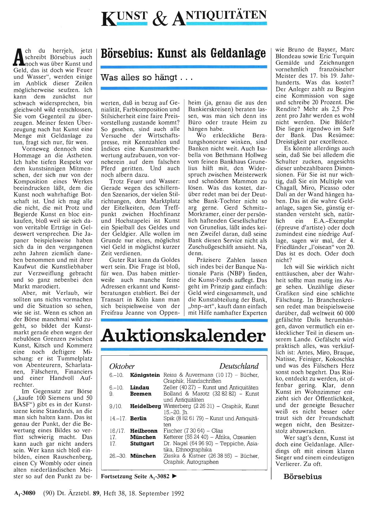 Vorschauseite 1: Börsebius: Kunst als Geldanlage