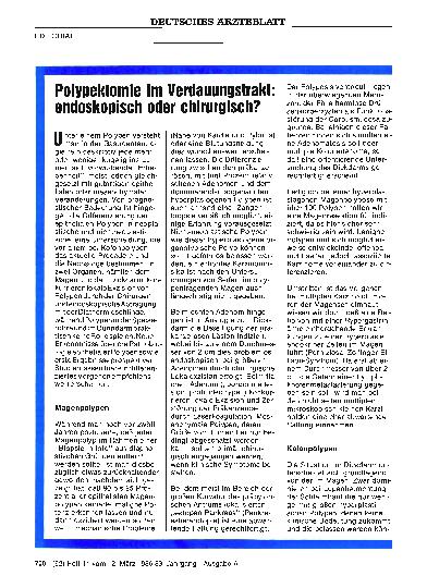 Vorschauseite 1: Polypektomie im Verdauungstrakt: endoskopisch oder chirurgisch?