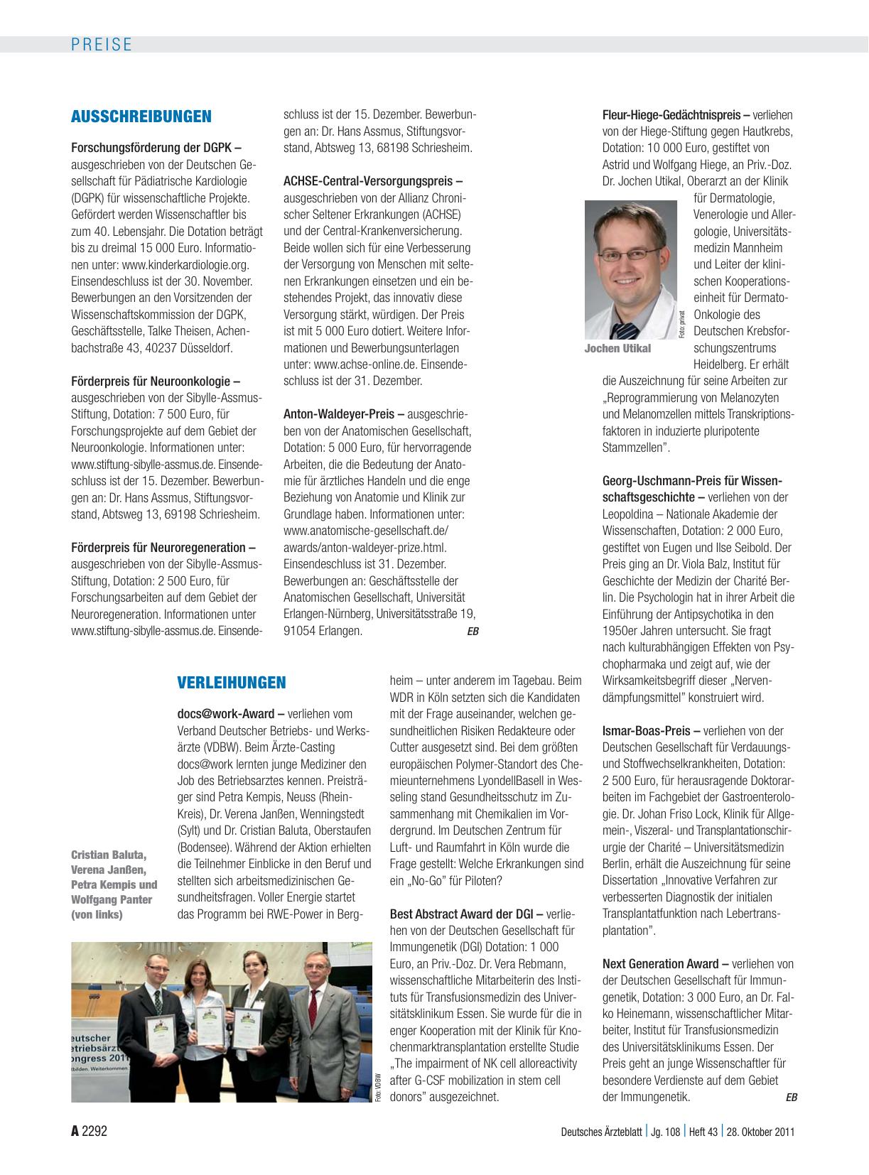 Vorschauseite 1: Verleihungen