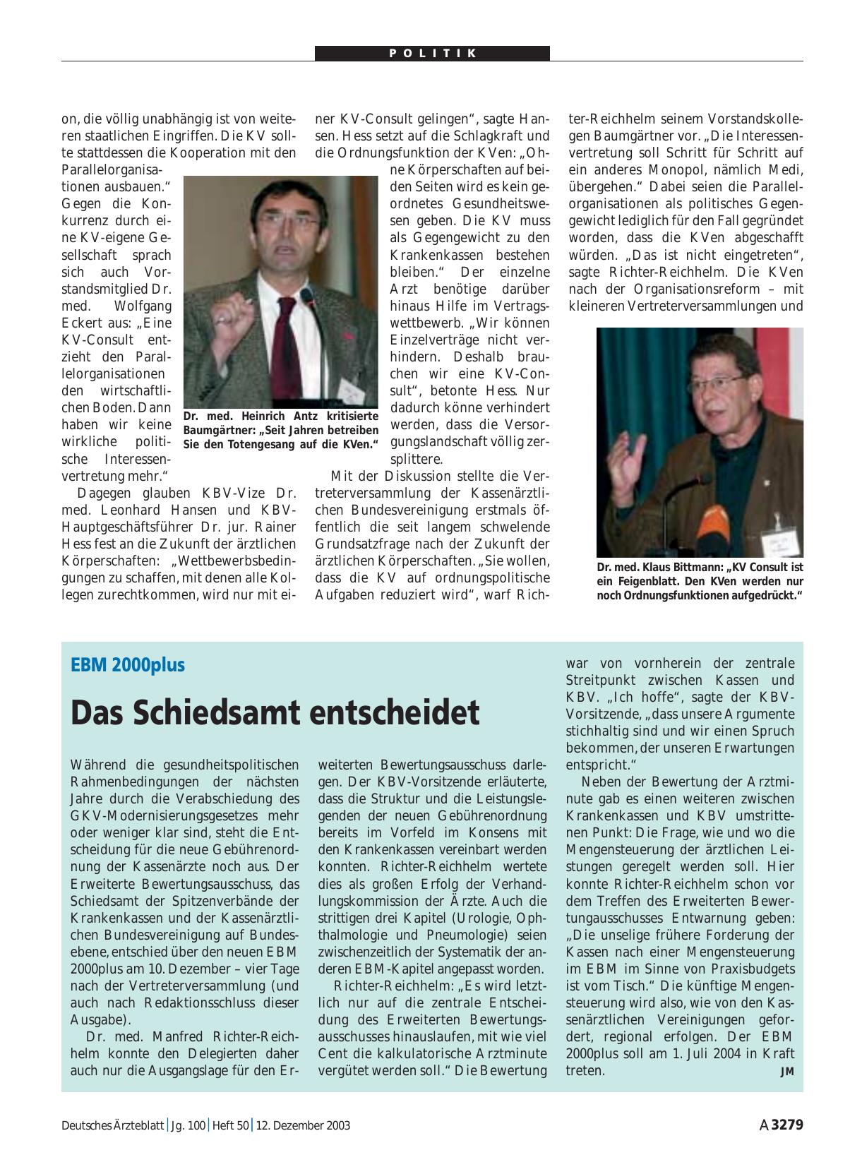 Vorschauseite 1: EBM 2000plus: Das Schiedsamt entscheidet