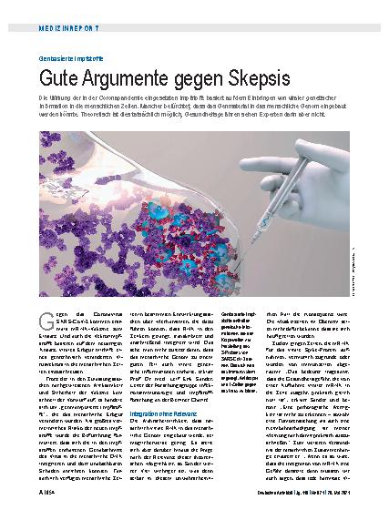 Vorschauseite 1: Genbasierte Impfstoffe: Gute Argumente gegen Skepsis