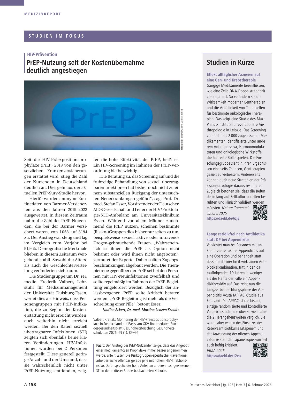 Vorschauseite 1: HIV-Prävention: PrEP-Nutzung seit der Kostenübernahme deutlich angestiegen