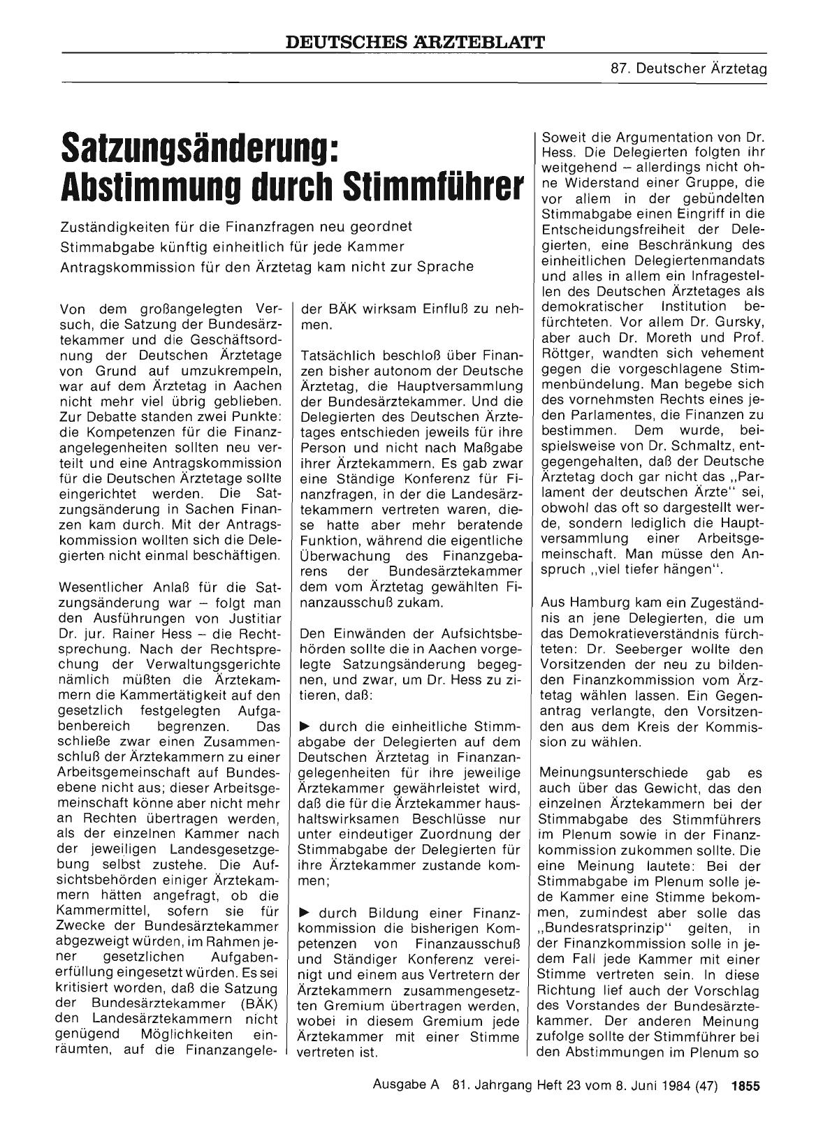 Vorschauseite 1: Satzungsänderung: Abstimmung durch Stimmführer