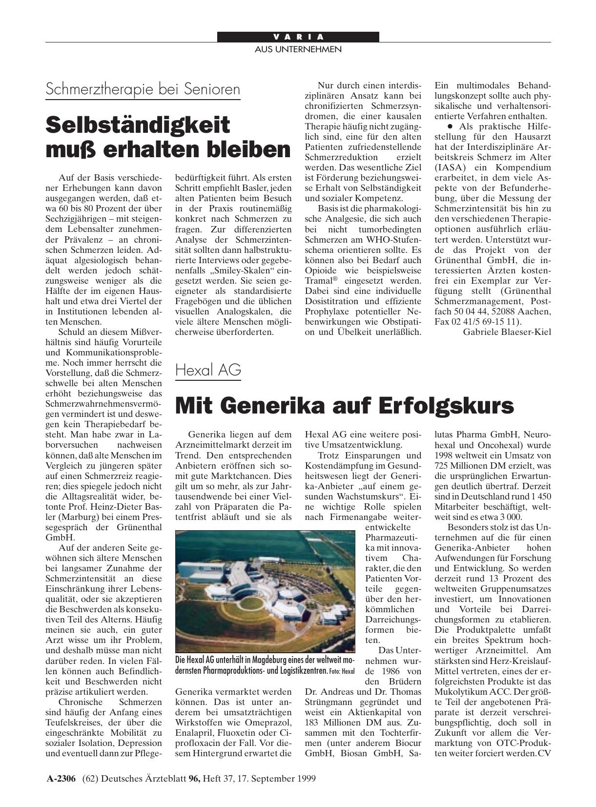 Vorschauseite 1: Hexal AG: Mit Generika auf Erfolgskurs