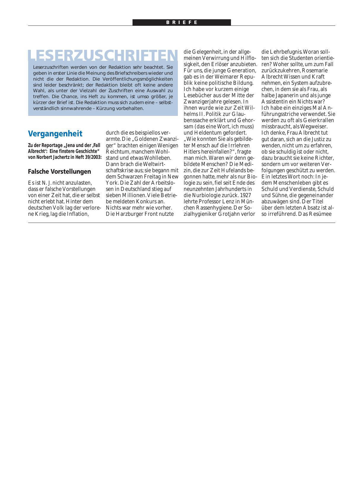 Vorschauseite 1: Vergangenheit: Falsche Vorstellungen