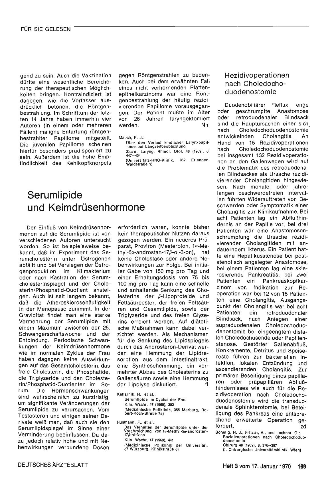 Vorschauseite 1: Rezidivoperationen nach Choledochoduodenostom