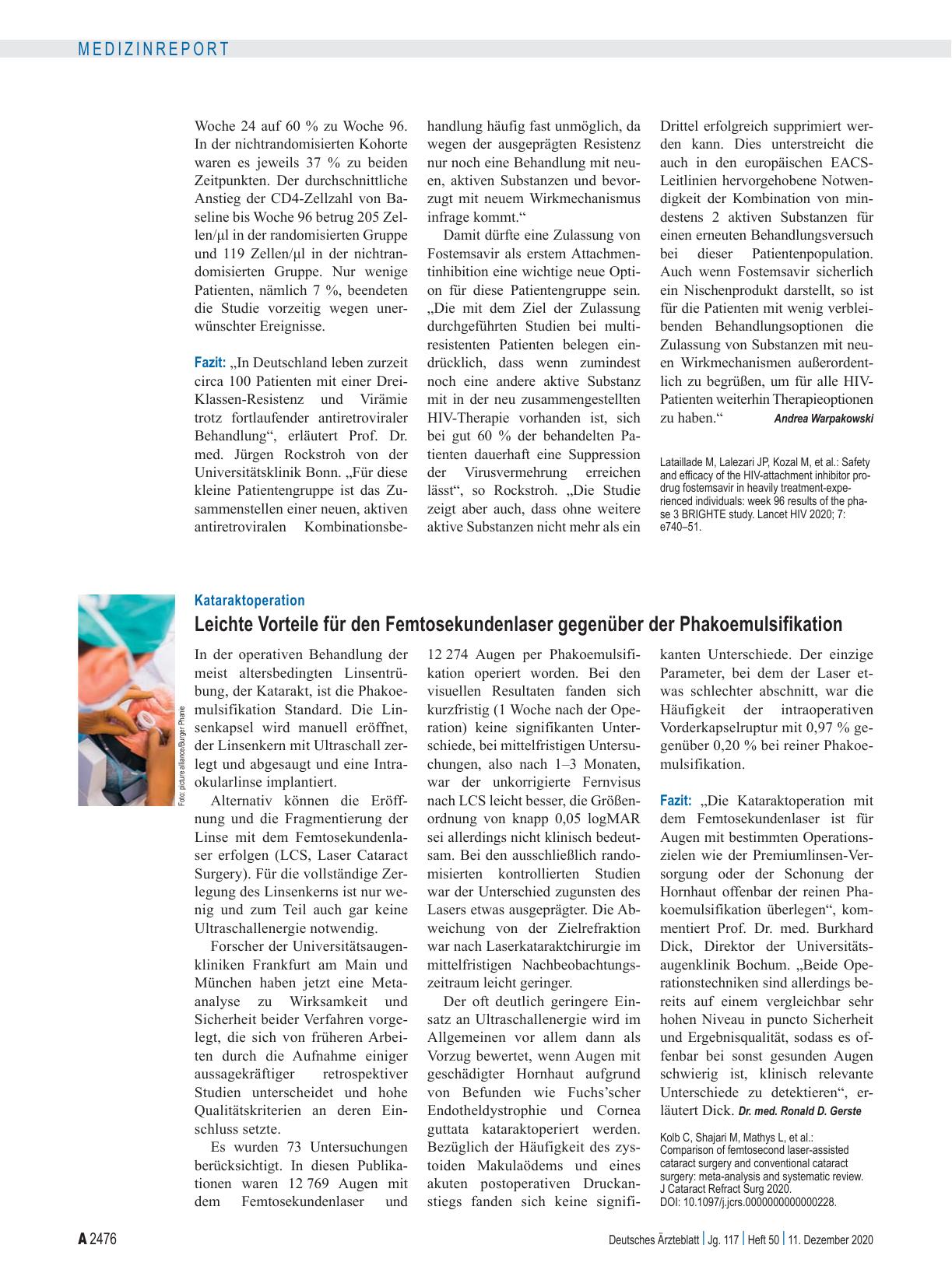 Vorschauseite 1: Kataraktoperation: Leichte Vorteile für den Femtosekundenlaser gegenüber der Phakoemulsifikation