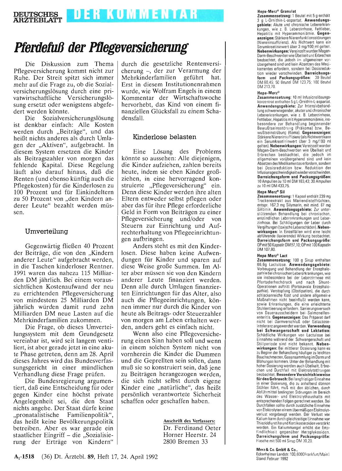 Vorschauseite 1: Pferdefuß der Pflegeversicherung