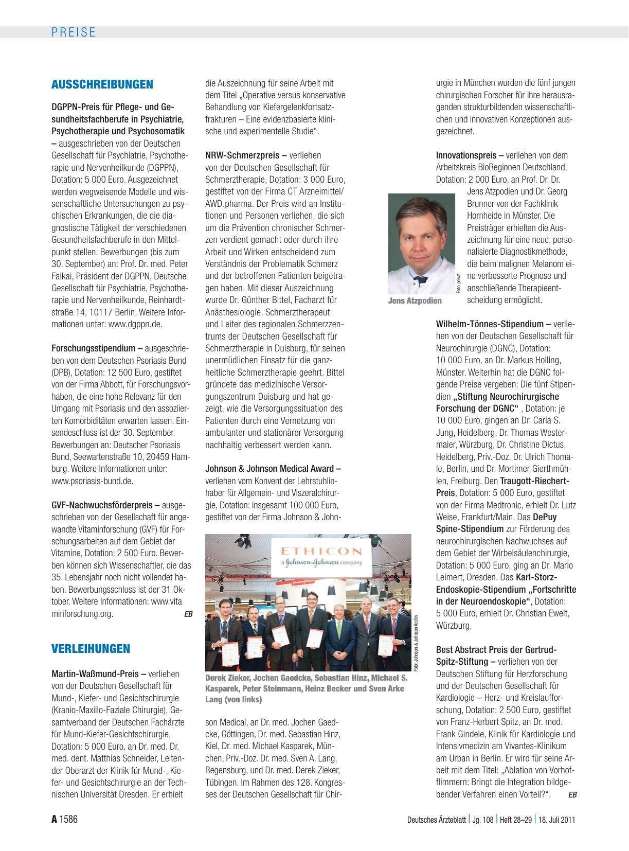 Vorschauseite 1: Verleihungen