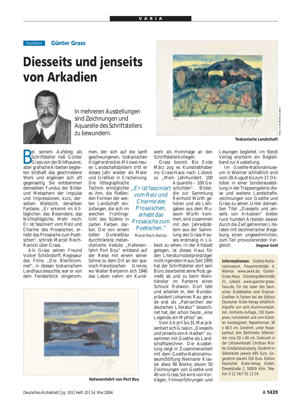 Vorschauseite 1: Günter Grass: Diesseits und jenseits von Arkadien