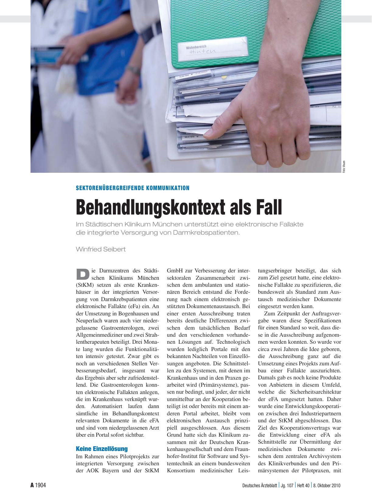 Vorschauseite 1: Sektorenübergreifende Kommunikation: Behandlungskontext als Fall