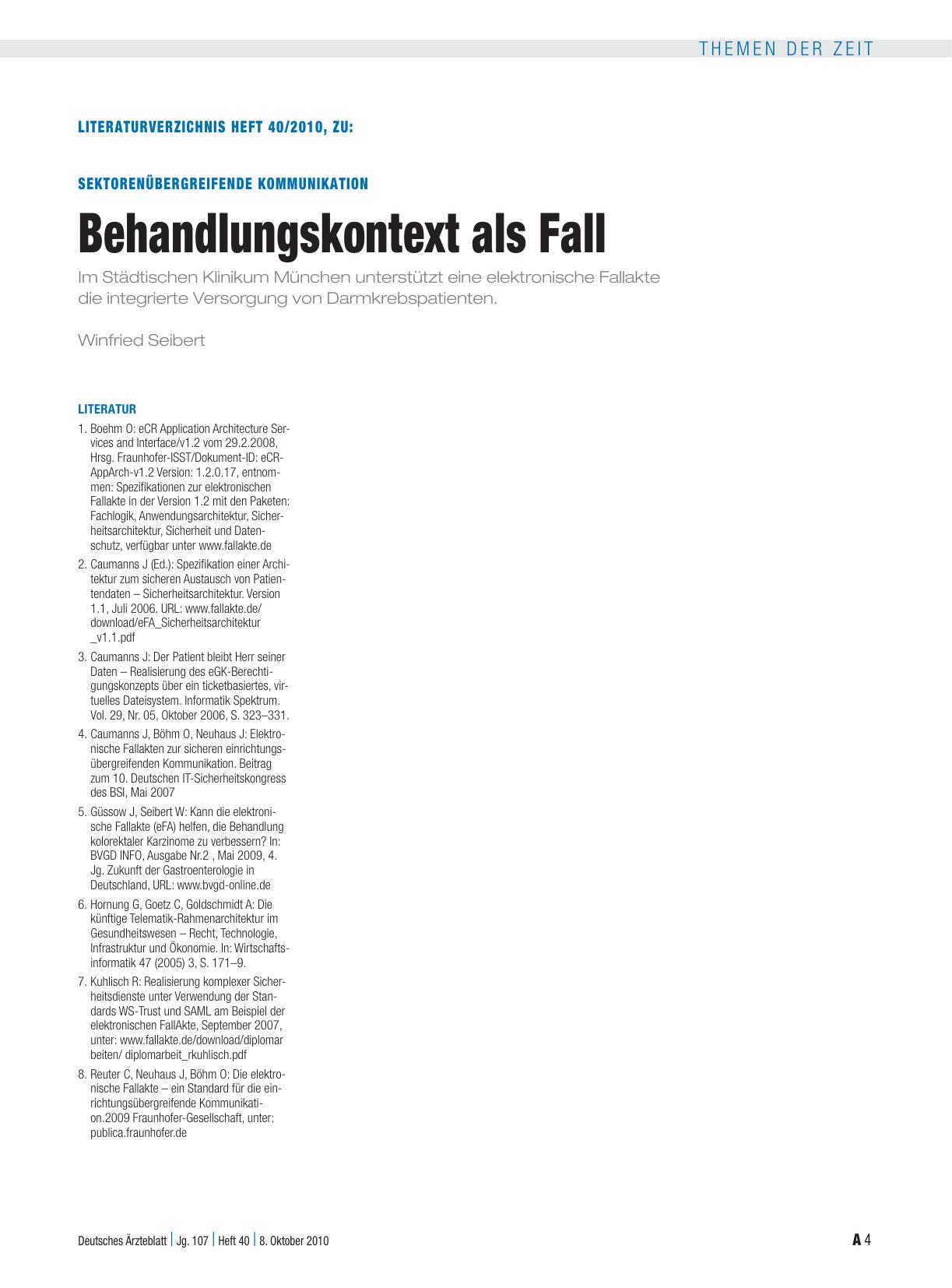 Vorschauseite 4: Sektorenübergreifende Kommunikation: Behandlungskontext als Fall