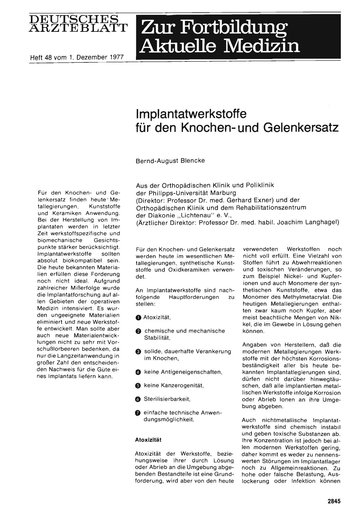 Vorschauseite 1: Implantatwerkstoffe für den Knochen-und Gelenkersatz
