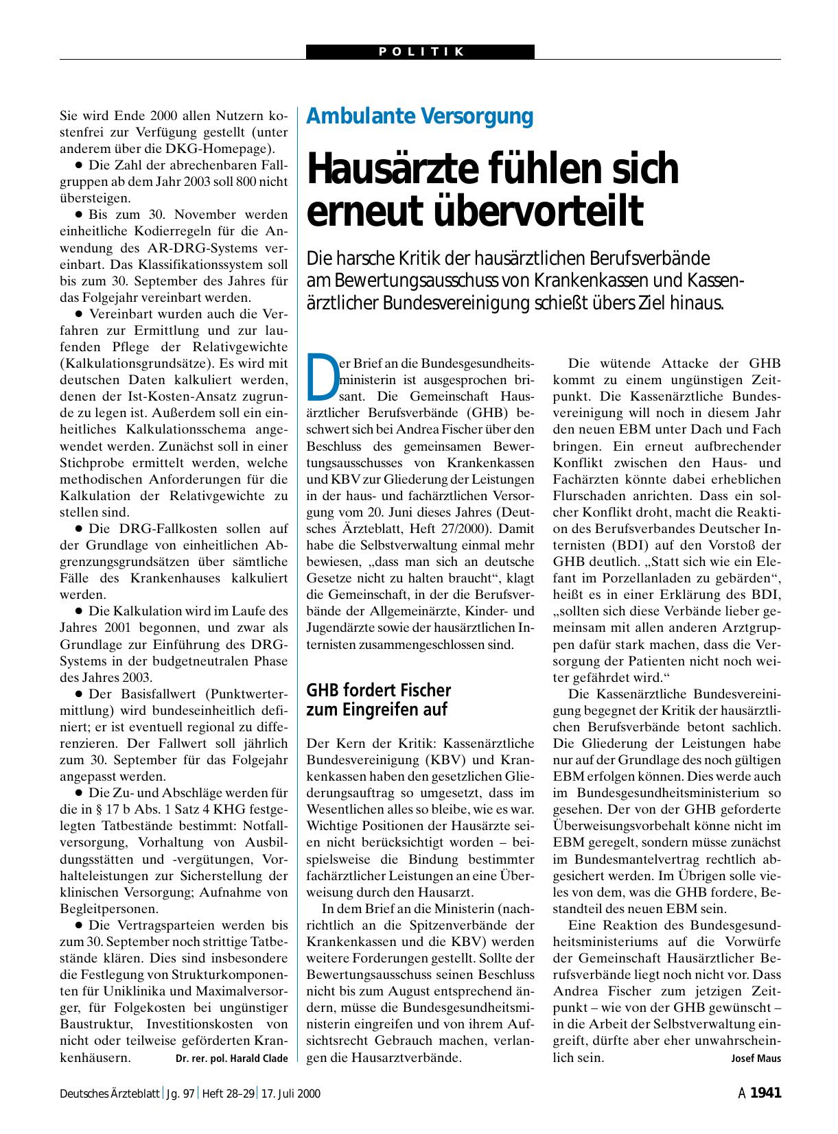 Vorschauseite 1: Ambulante Versorgung: Hausärzte fühlen sich erneut übervorteilt