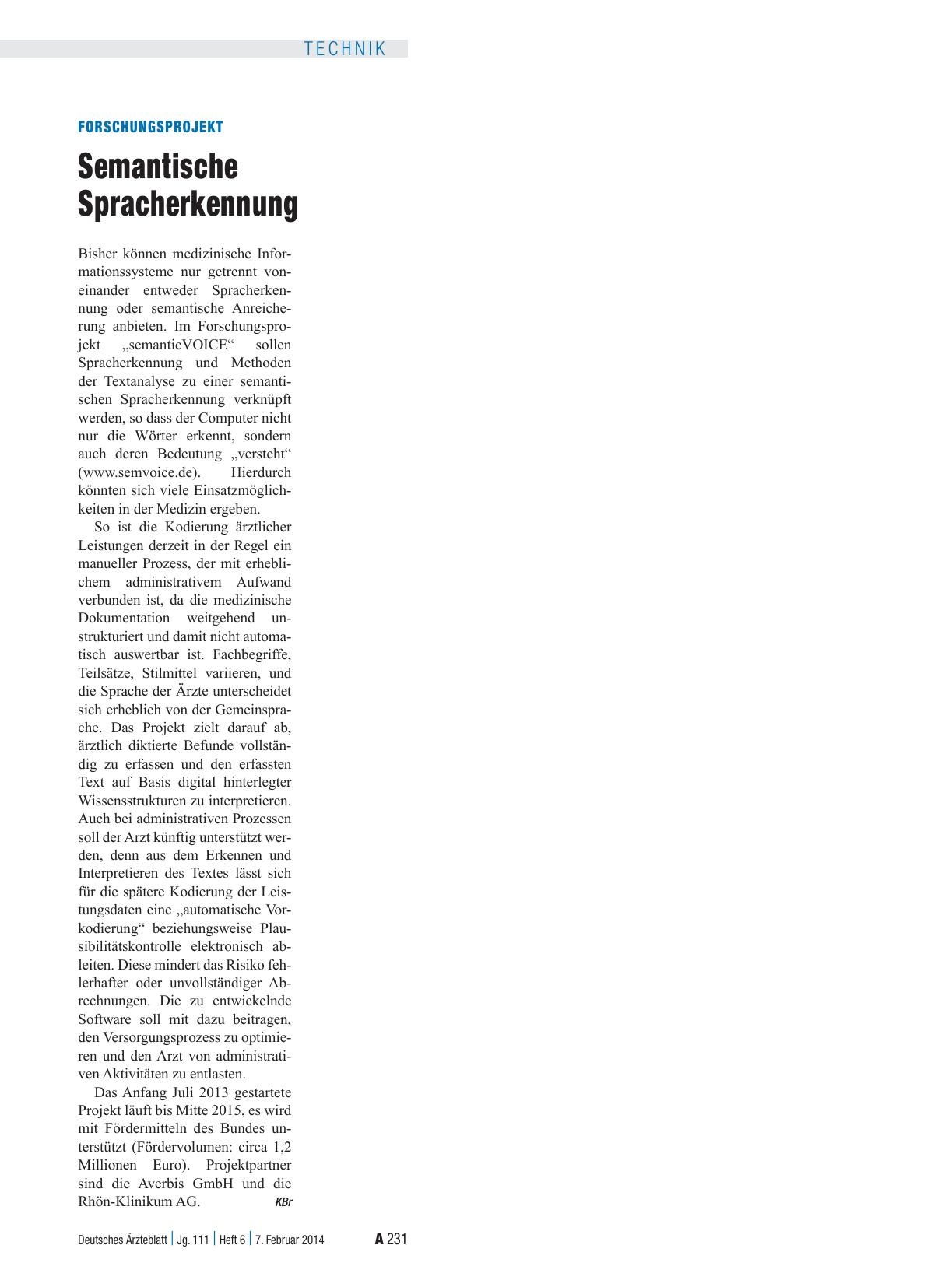 Vorschauseite 1: Forschungsprojekt: Semantische Spracherkennung