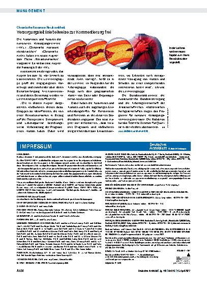 Vorschauseite 1: Chronische Koronare Herzkrankheit: Versorgungsleitlinie teilweise zur Kommentierung frei