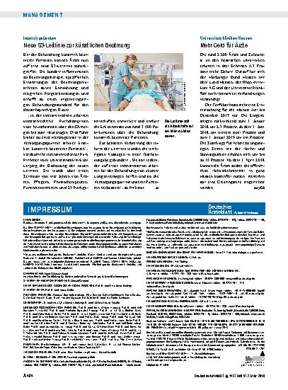 Vorschauseite 1: Intensivpatienten: Neue S3-Leitlinie zur künstlichen Beatmung