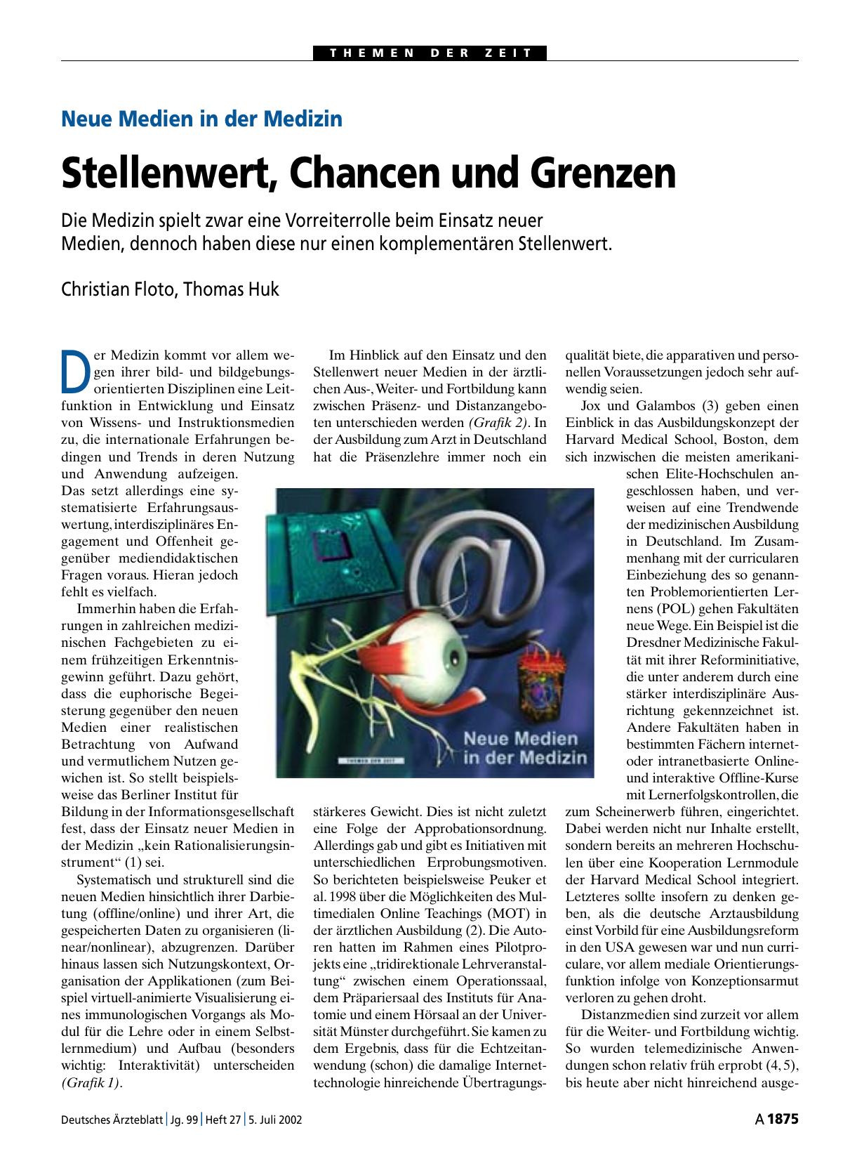 Vorschauseite 1: Neue Medien in der Medizin: Stellenwert, Chancen und Grenzen