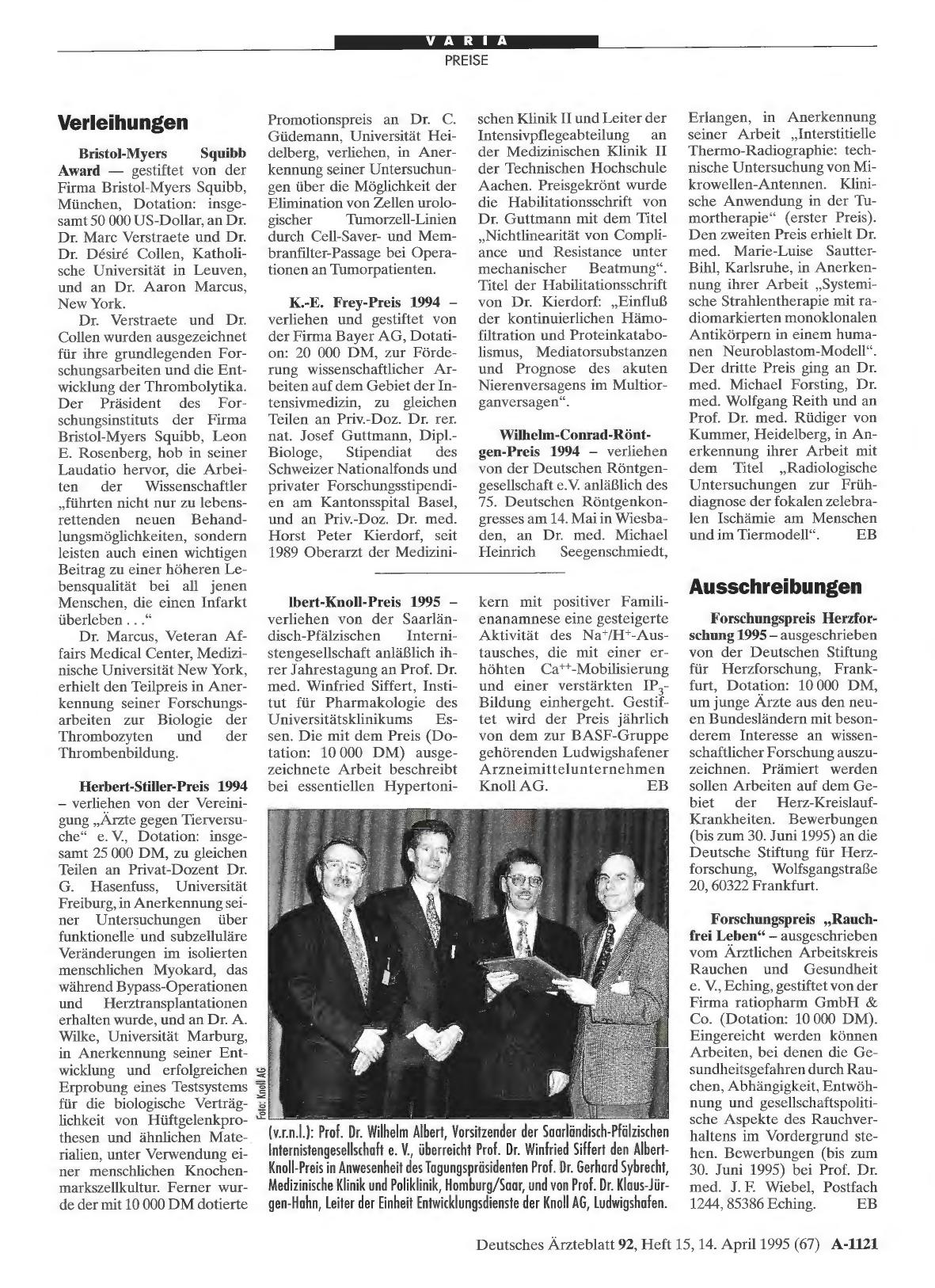 Vorschauseite 1: Verleihungen
