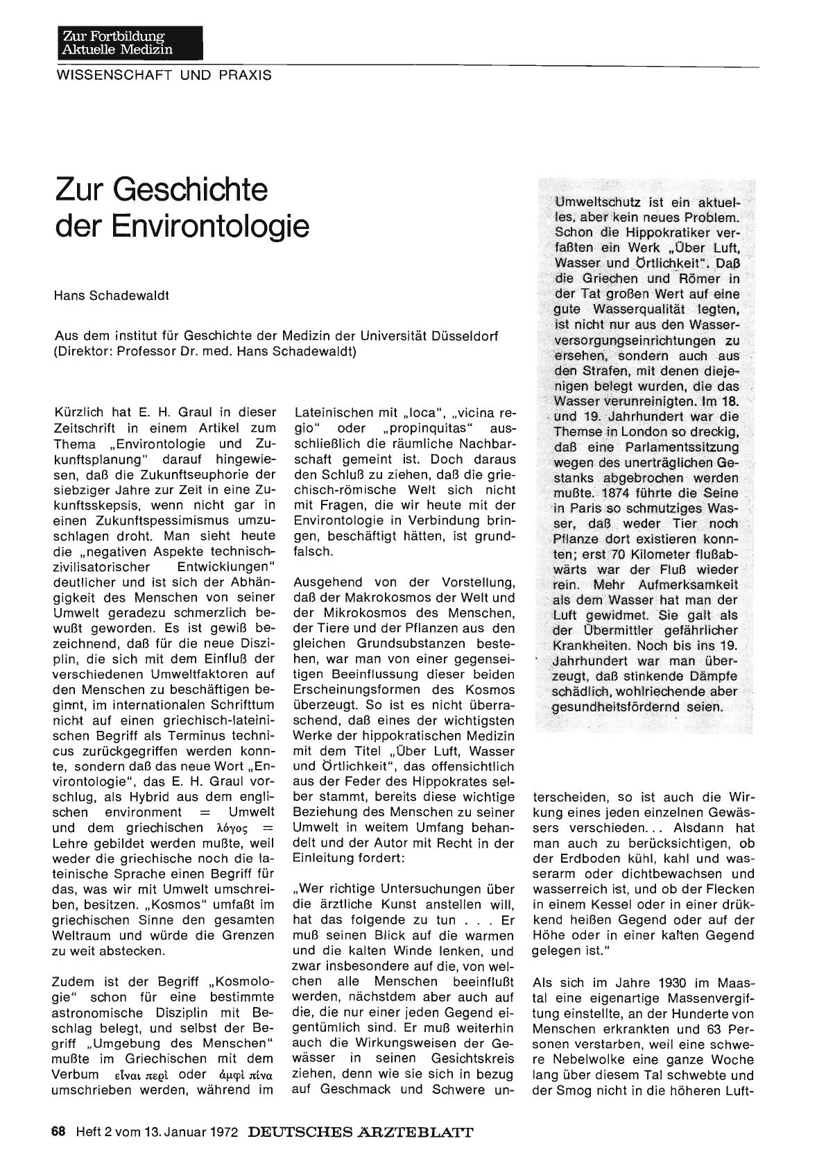 Vorschauseite 1: Zur Geschichte der Environtologie