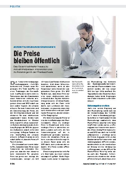 Vorschauseite 1: Arzneimittelversorgungsstärkungsgesetz: Die Preise bleiben öffentlich
