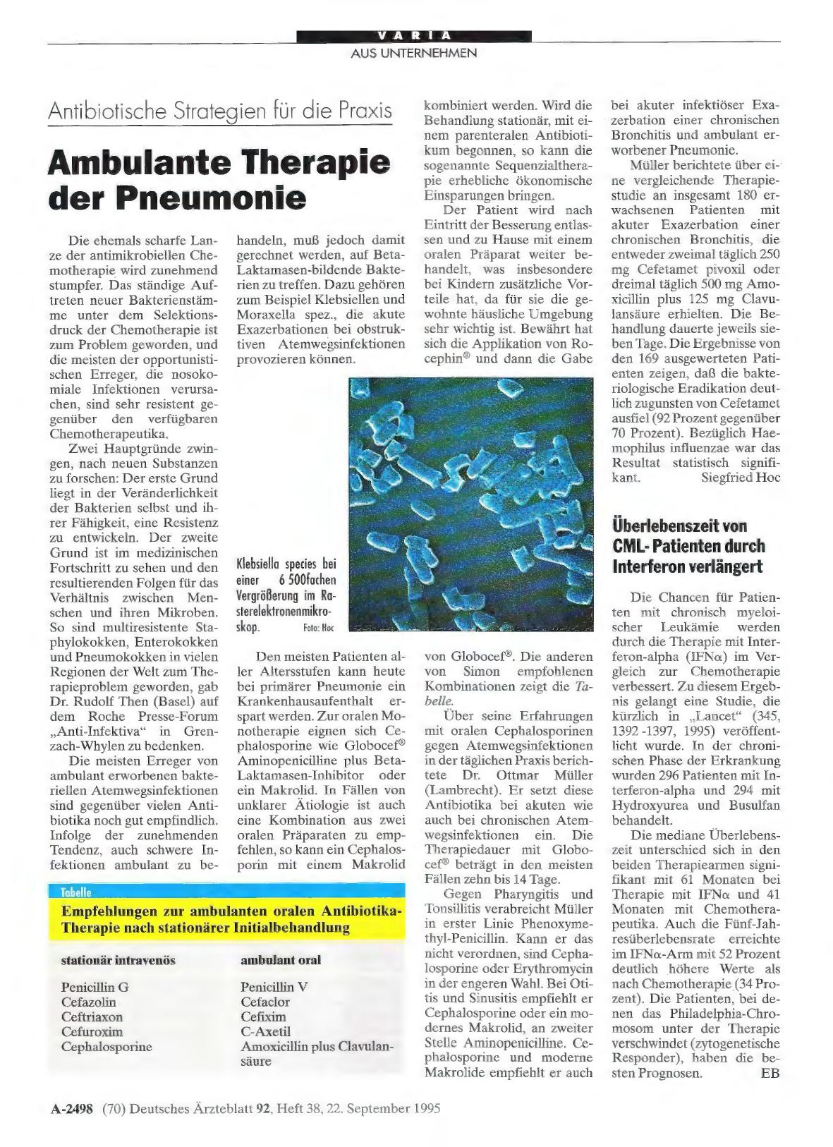 Vorschauseite 1: Antibiotische Strategien für die Praxis: Ambulante Therapie der Pneumonie
