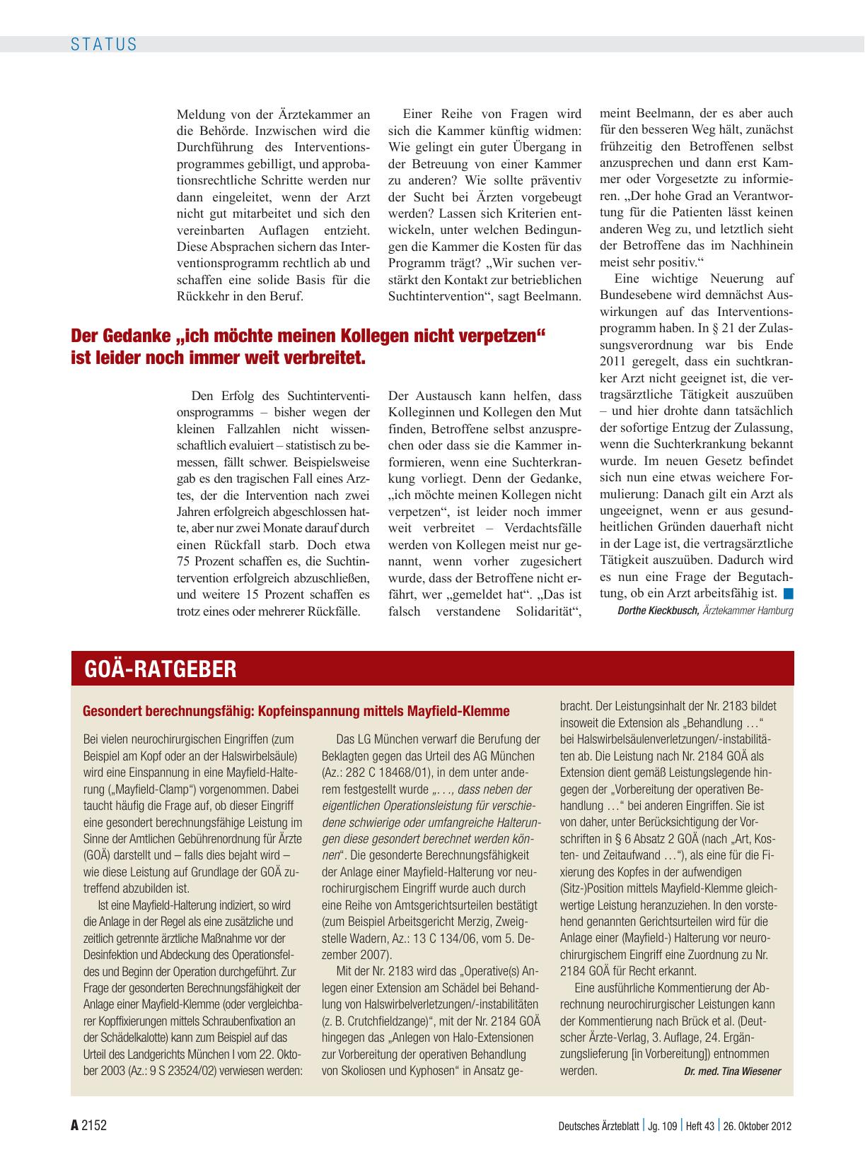 Vorschauseite 1: Gesondert berechnungsfähig: Kopfeinspannung mittels Mayfield-Klemme