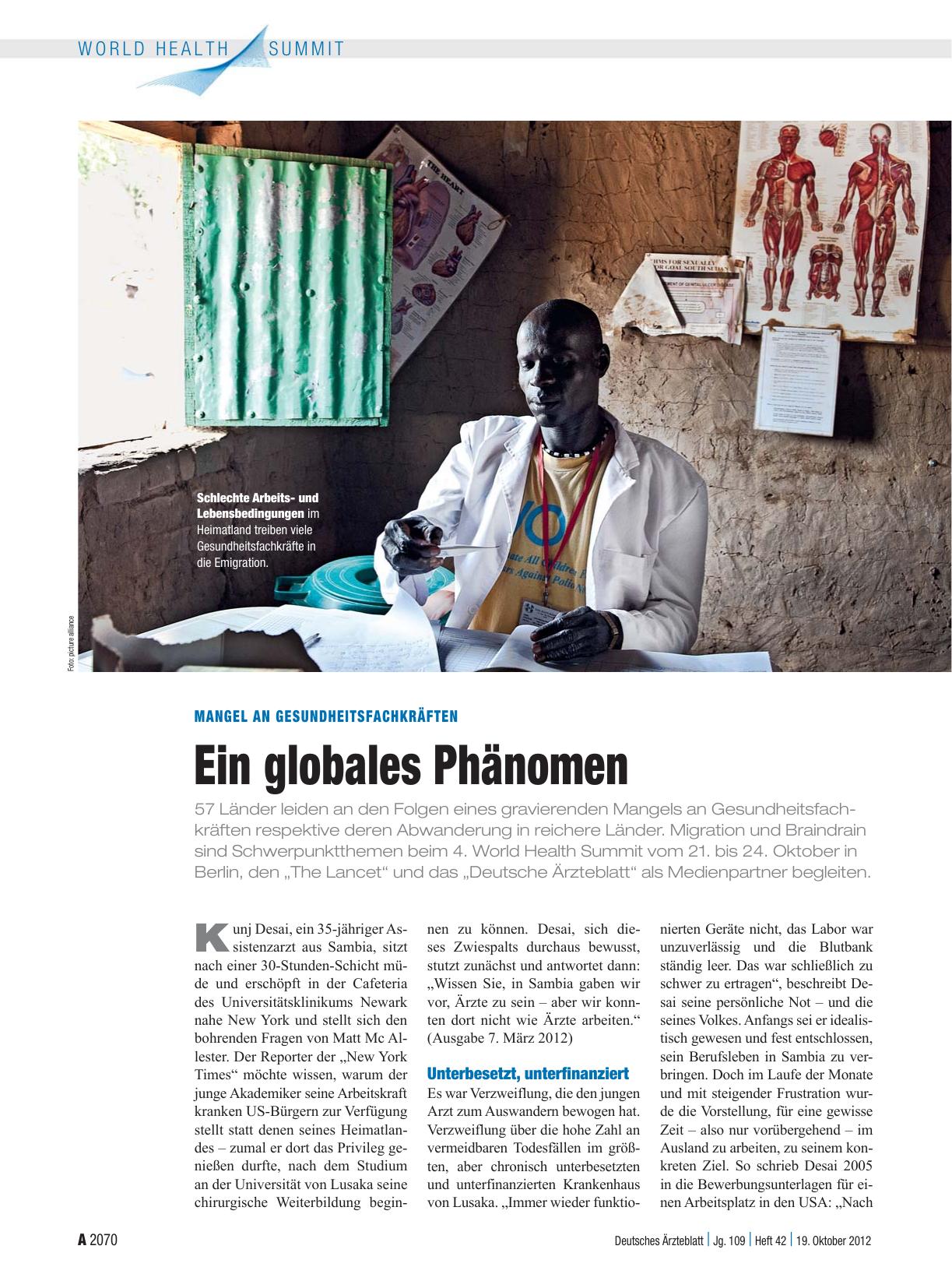 Vorschauseite 1: Mangel an Gesundheitsfachkräften: Ein globales Phänomen