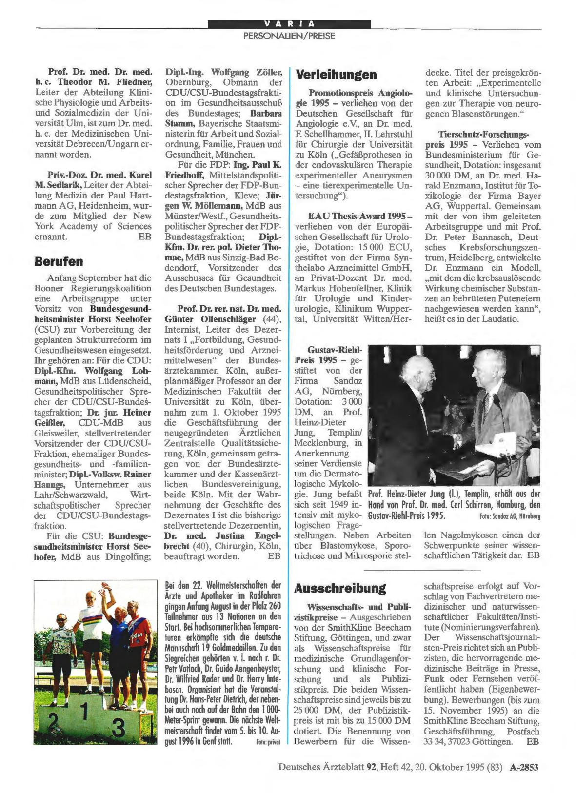 Vorschauseite 1: Verleihungen