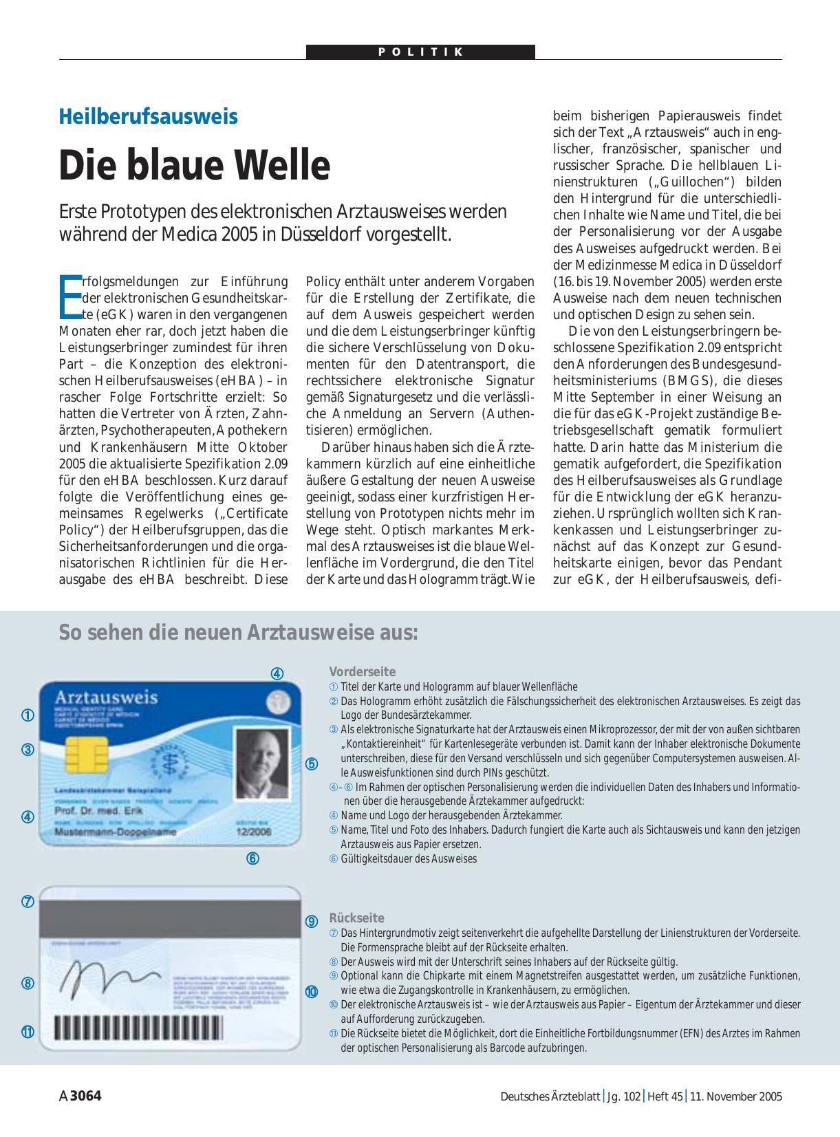 Vorschauseite 1: Heilberufsausweis: Die blaue Welle