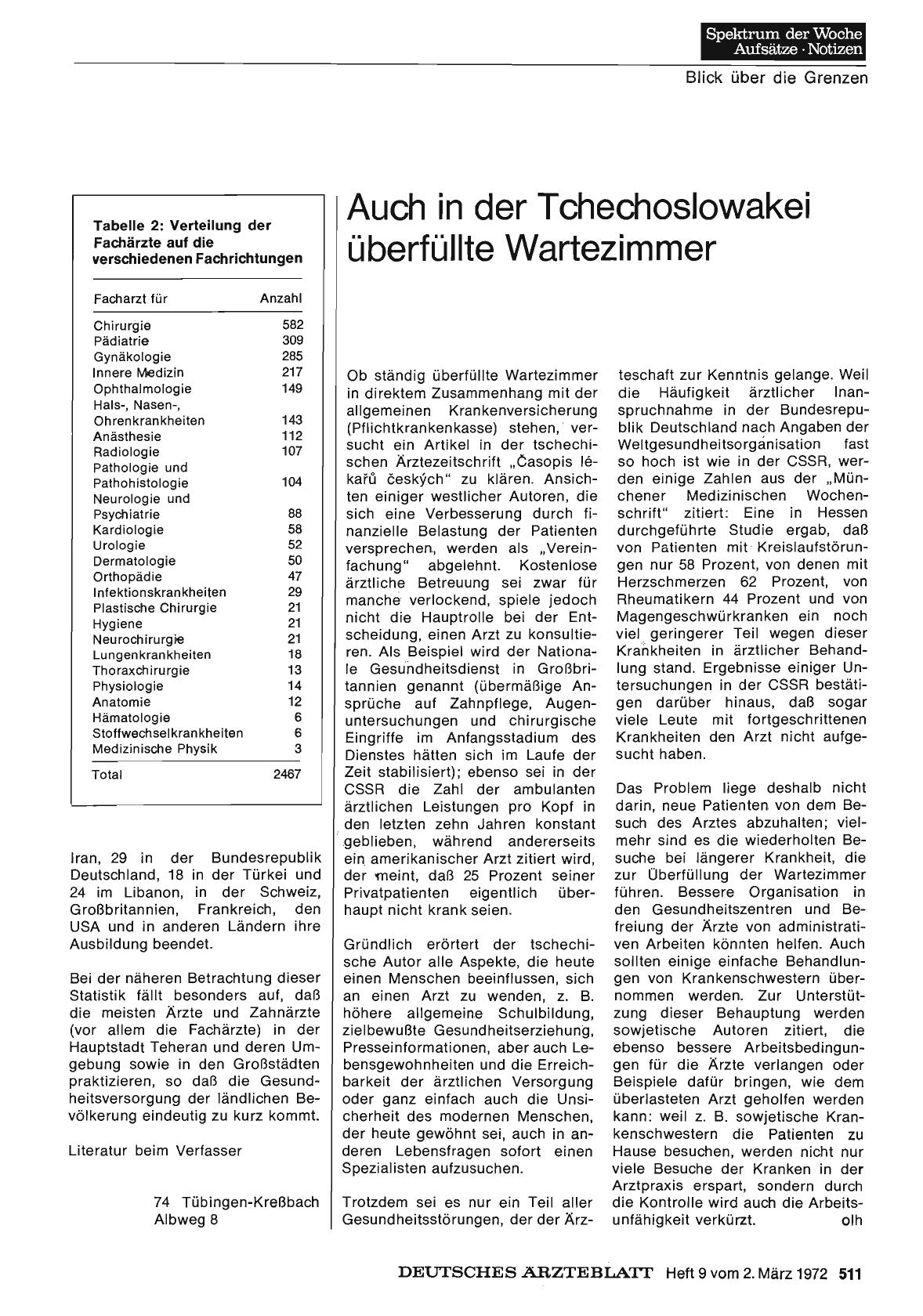 Vorschauseite 1: Auch in der Tchechoslowakei überfüllte Wartezimmer