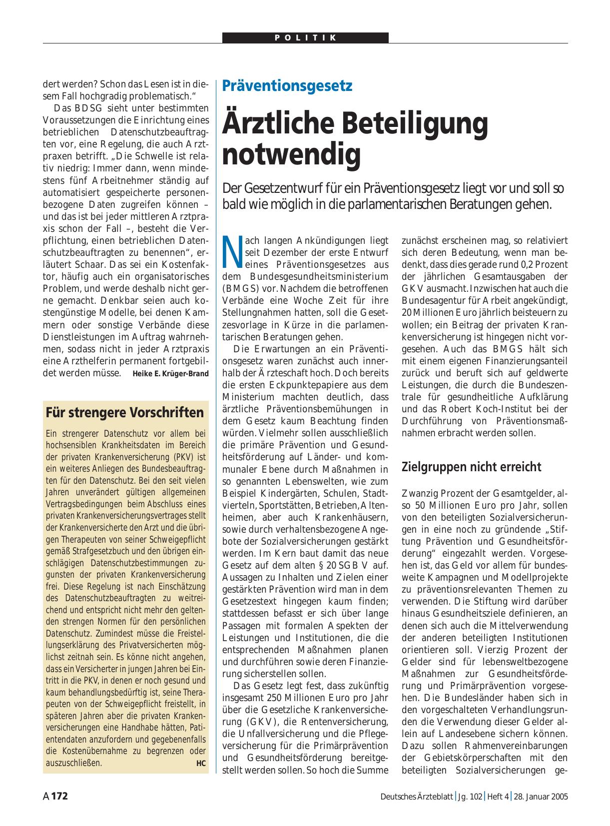 Vorschauseite 1: Für strengere Vorschriften