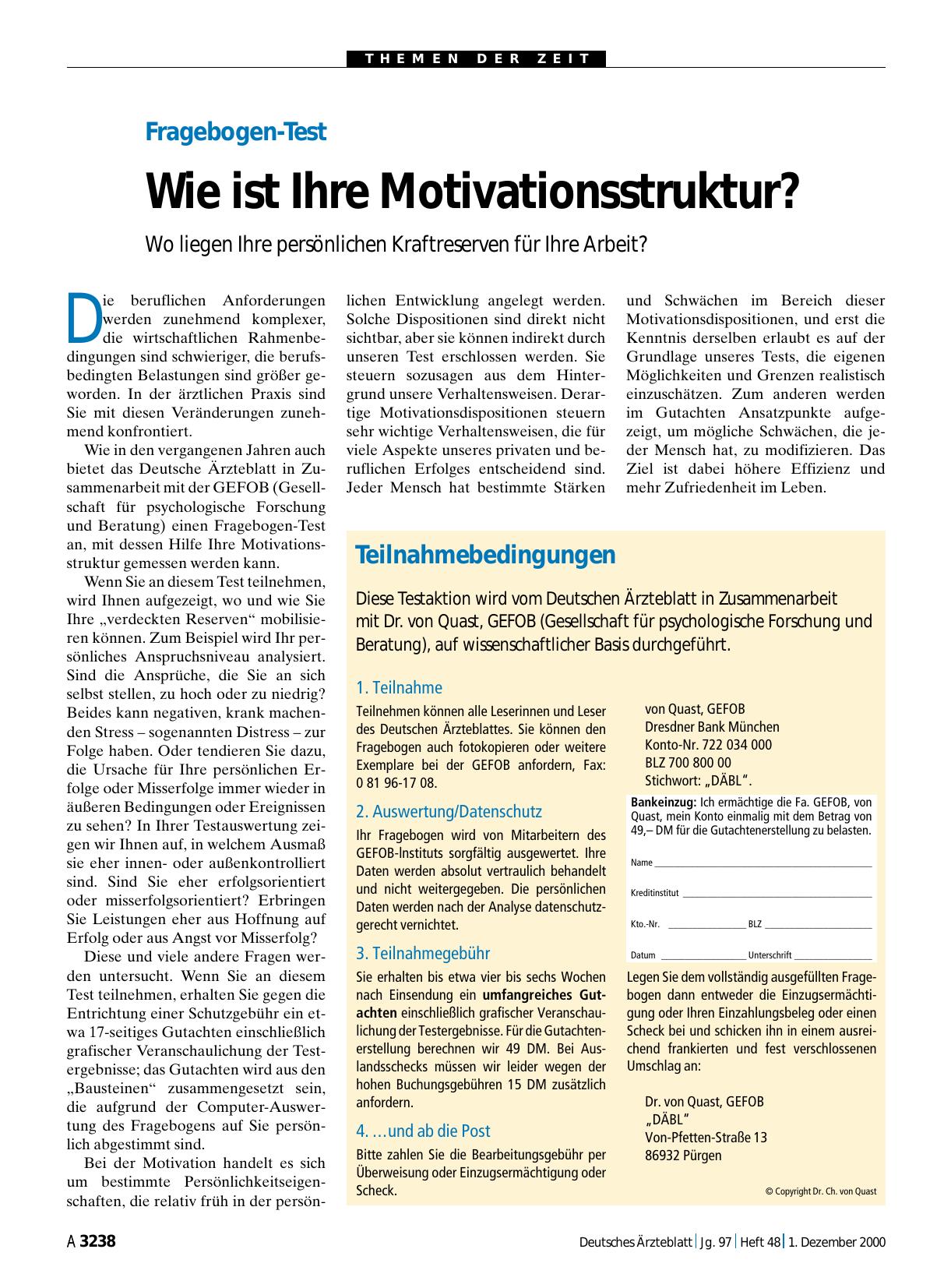 Vorschauseite 1: Fragebogen-Test: Wie ist Ihre Motivationsstruktur?